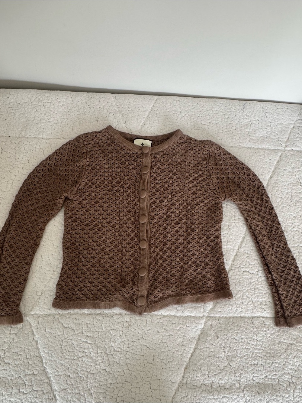 Tuckernuck Brown Textured Cropped Button-Front Cardigan Size S
